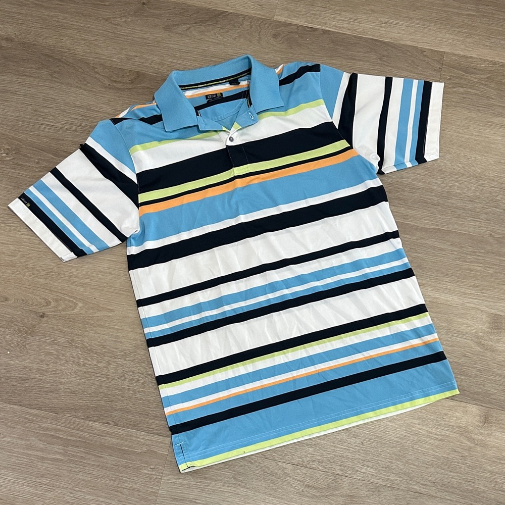 Izod Blue and Orange Striped Polo